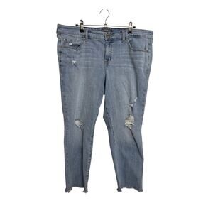 Torrid Jeans Womens 16 Liquid Blues Crop Boyfriend Straight Distressed Mid-Rise